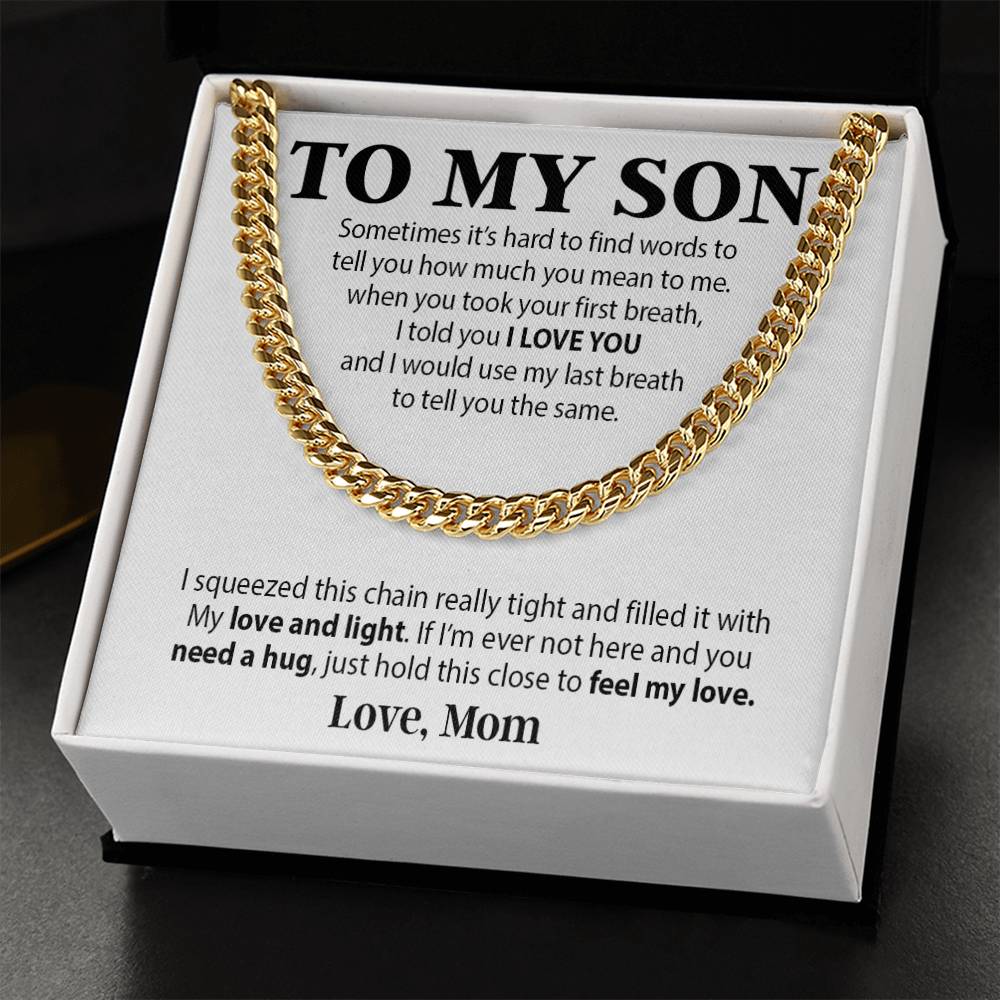 To My Son Cuban Chain Necklace, Sentimental gift for Son from Mom, Son Birthday Gift, Christmas Gift for Son