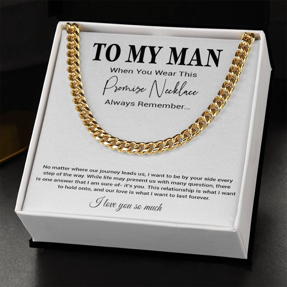 To My Man Cuban Chain Necklace, Romantic Gift for Him, Anniversary Birthday Christmas Gift