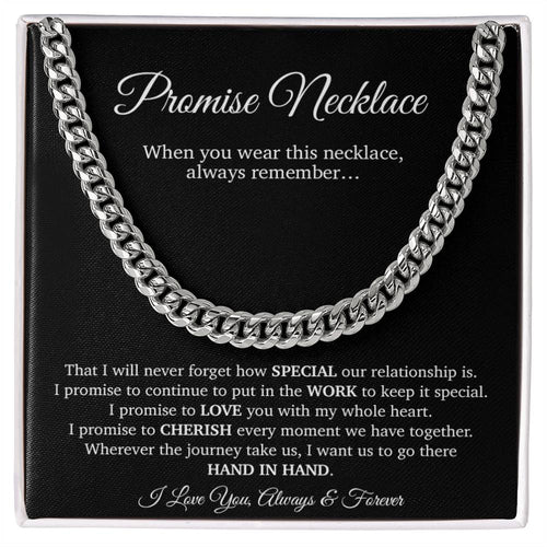Promise Necklace Gift for Him, To My Man Cuban Chain Necklace, Anniversary Gift for Boyfriend
