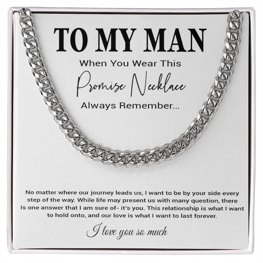 To My Man Cuban Chain Necklace, Romantic Gift for Him, Anniversary Birthday Christmas Gift
