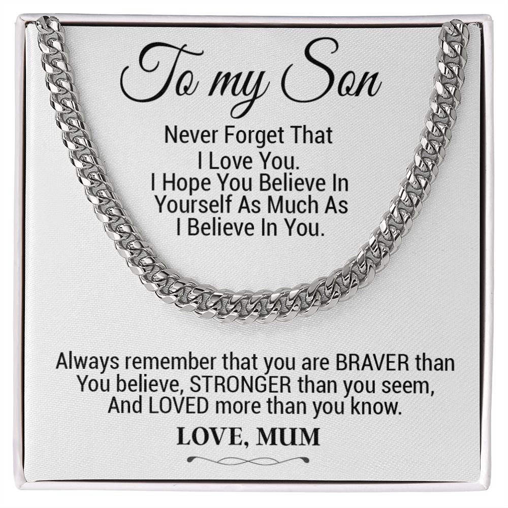 To My Son Cuban Chain Necklace, Gift For Son From Mother, Christmas Gifts