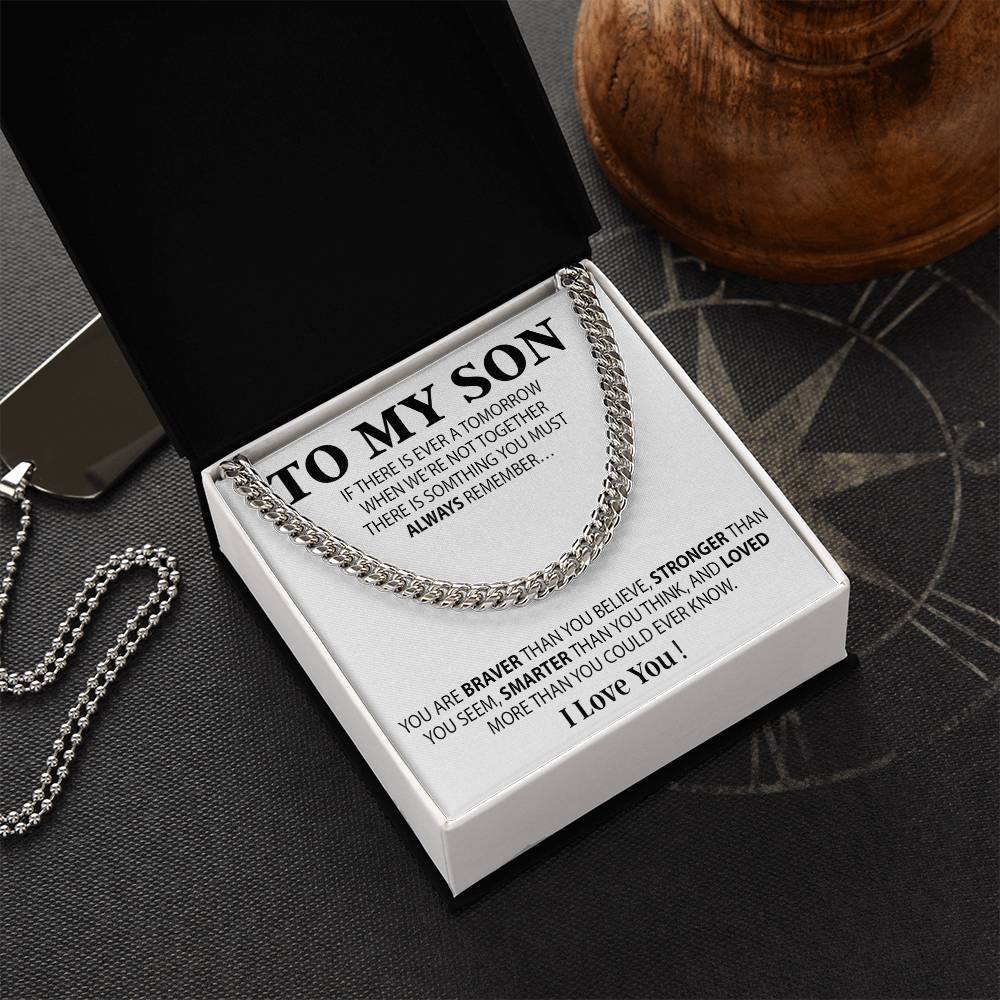 To My Son Cuban Chain Necklace, Sentimental gift for Son from Mom, Son Birthday Gift, Christmas Gift for Son