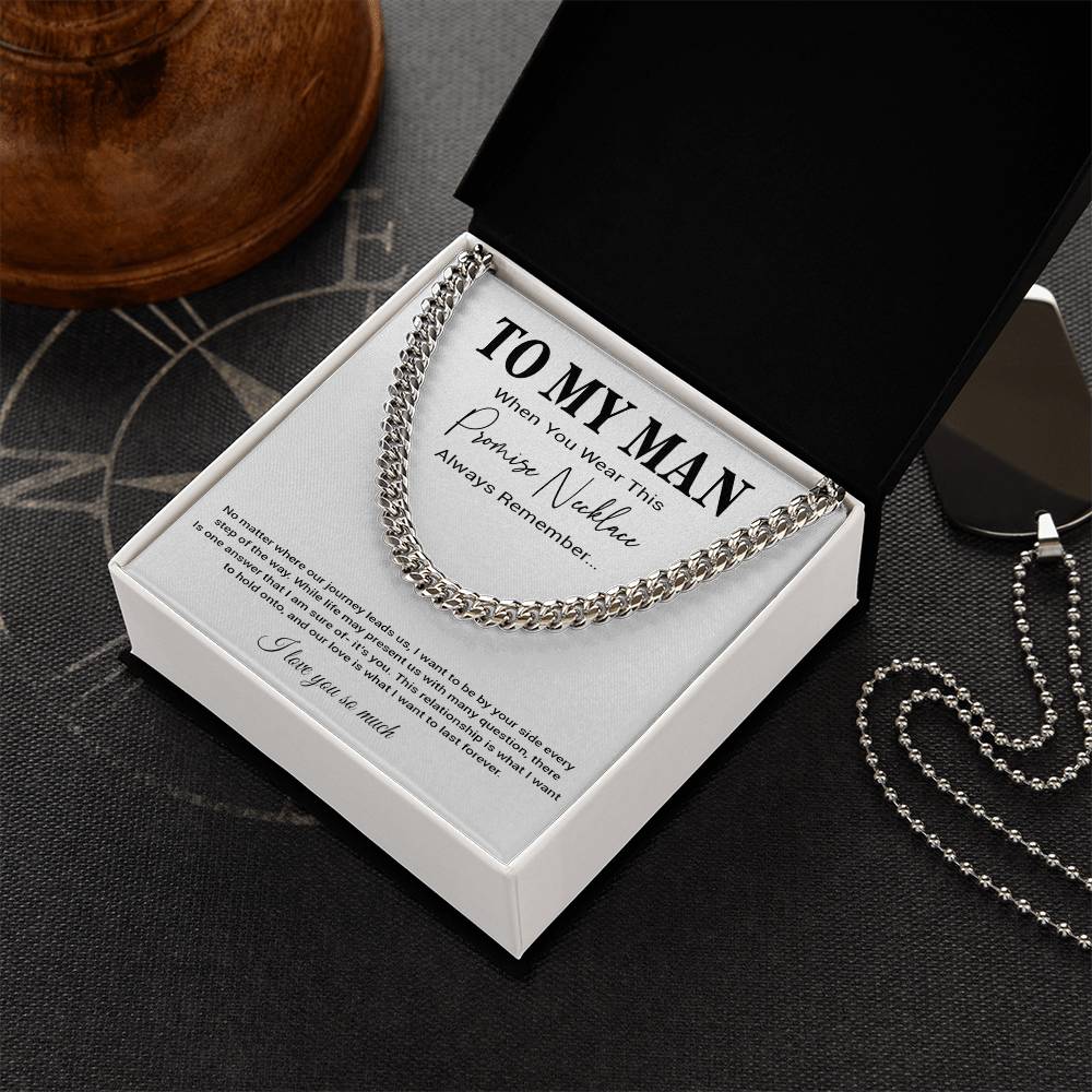 To My Man Cuban Chain Necklace, Romantic Gift for Him, Anniversary Birthday Christmas Gift