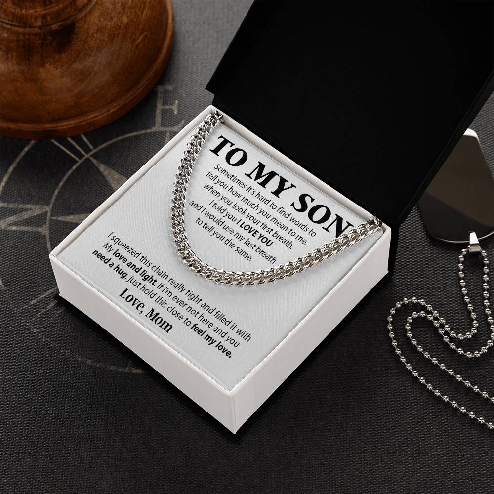 To My Son Cuban Chain Necklace, Sentimental gift for Son from Mom, Son Birthday Gift, Christmas Gift for Son
