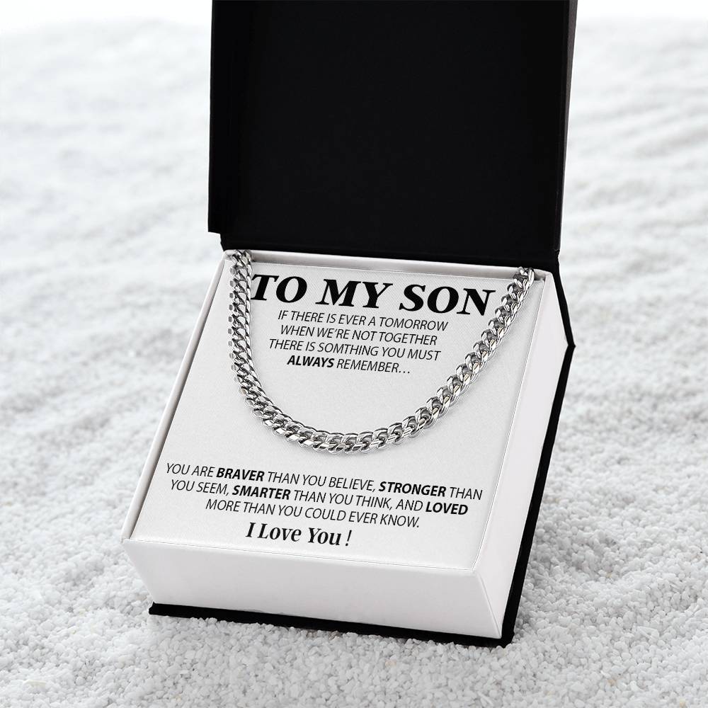 To My Son Cuban Chain Necklace, Sentimental gift for Son from Mom, Son Birthday Gift, Christmas Gift for Son