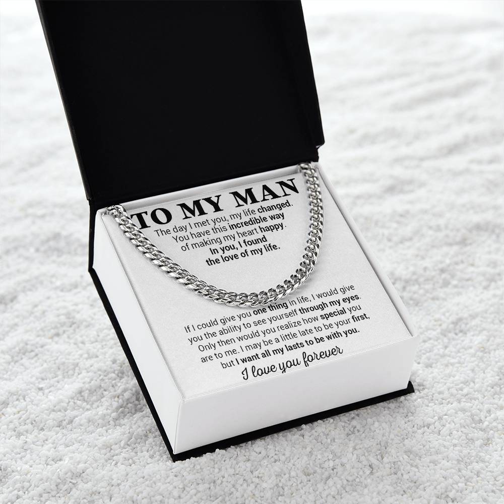 To My Man Cuban Chain Necklace, Gift for Him, Anniversary Birthday Christmas 25_5