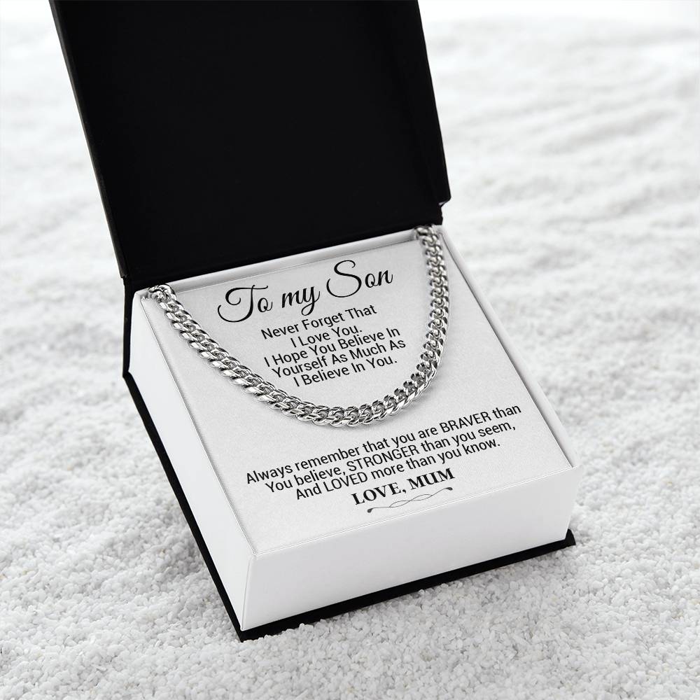 To My Son Cuban Chain Necklace, Gift For Son From Mother, Christmas Gifts