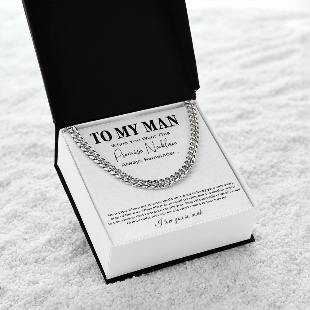To My Man Cuban Chain Necklace, Romantic Gift for Him, Anniversary Birthday Christmas Gift