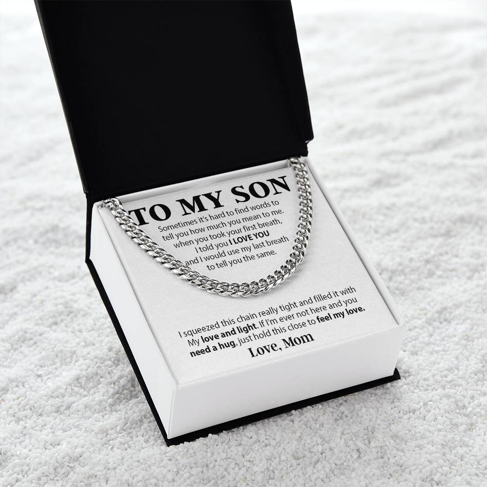 To My Son Cuban Chain Necklace, Sentimental gift for Son from Mom, Son Birthday Gift, Christmas Gift for Son