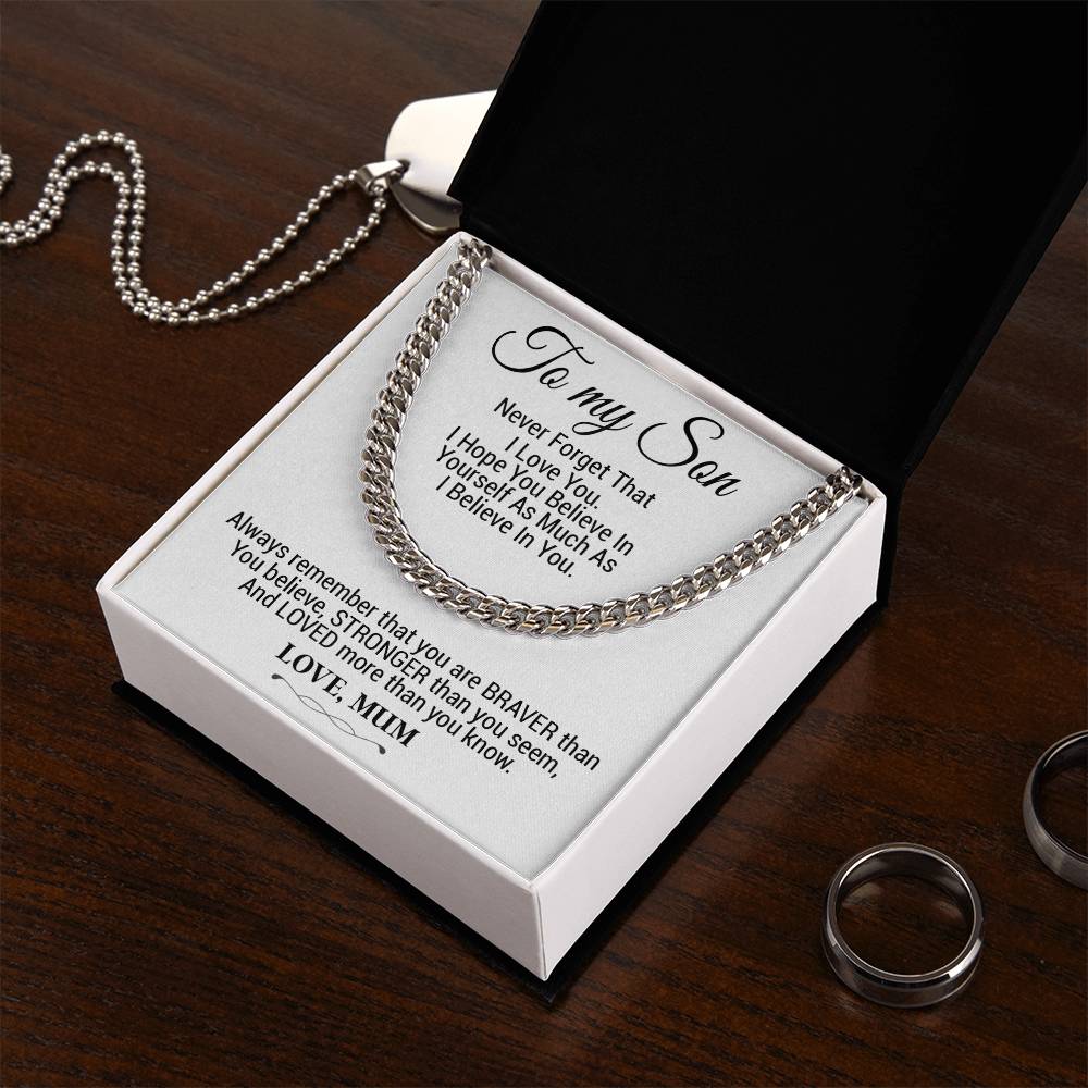 To My Son Cuban Chain Necklace, Gift For Son From Mother, Christmas Gifts