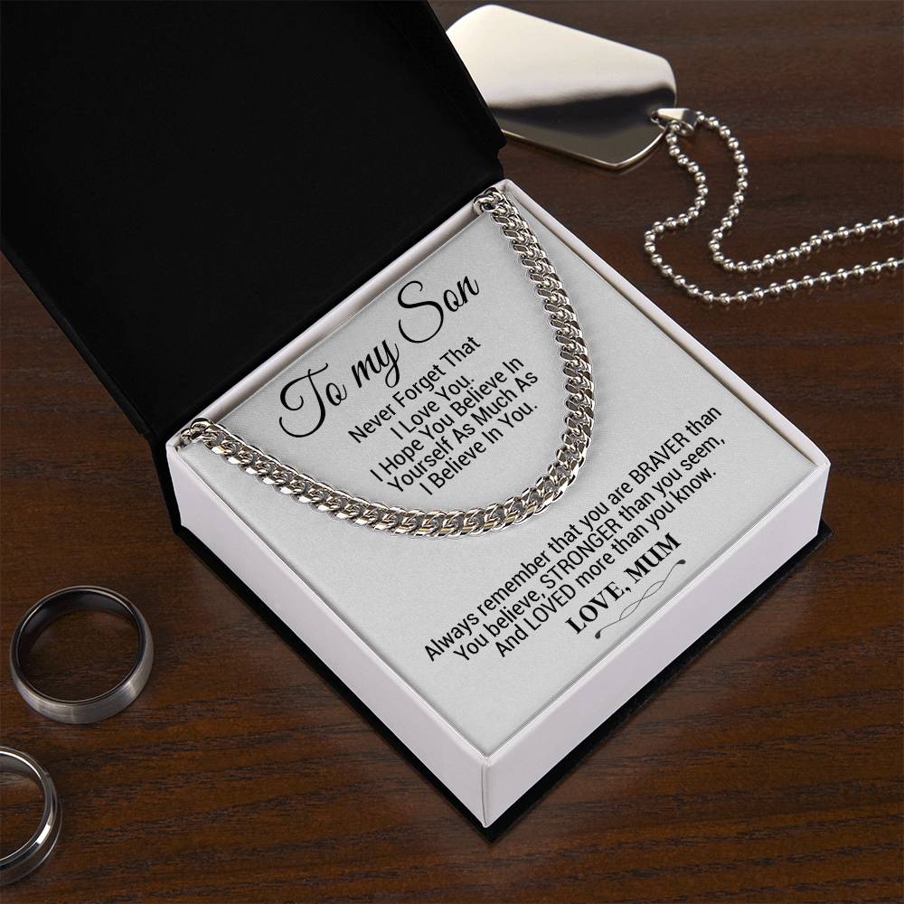 To My Son Cuban Chain Necklace, Gift For Son From Mother, Christmas Gifts