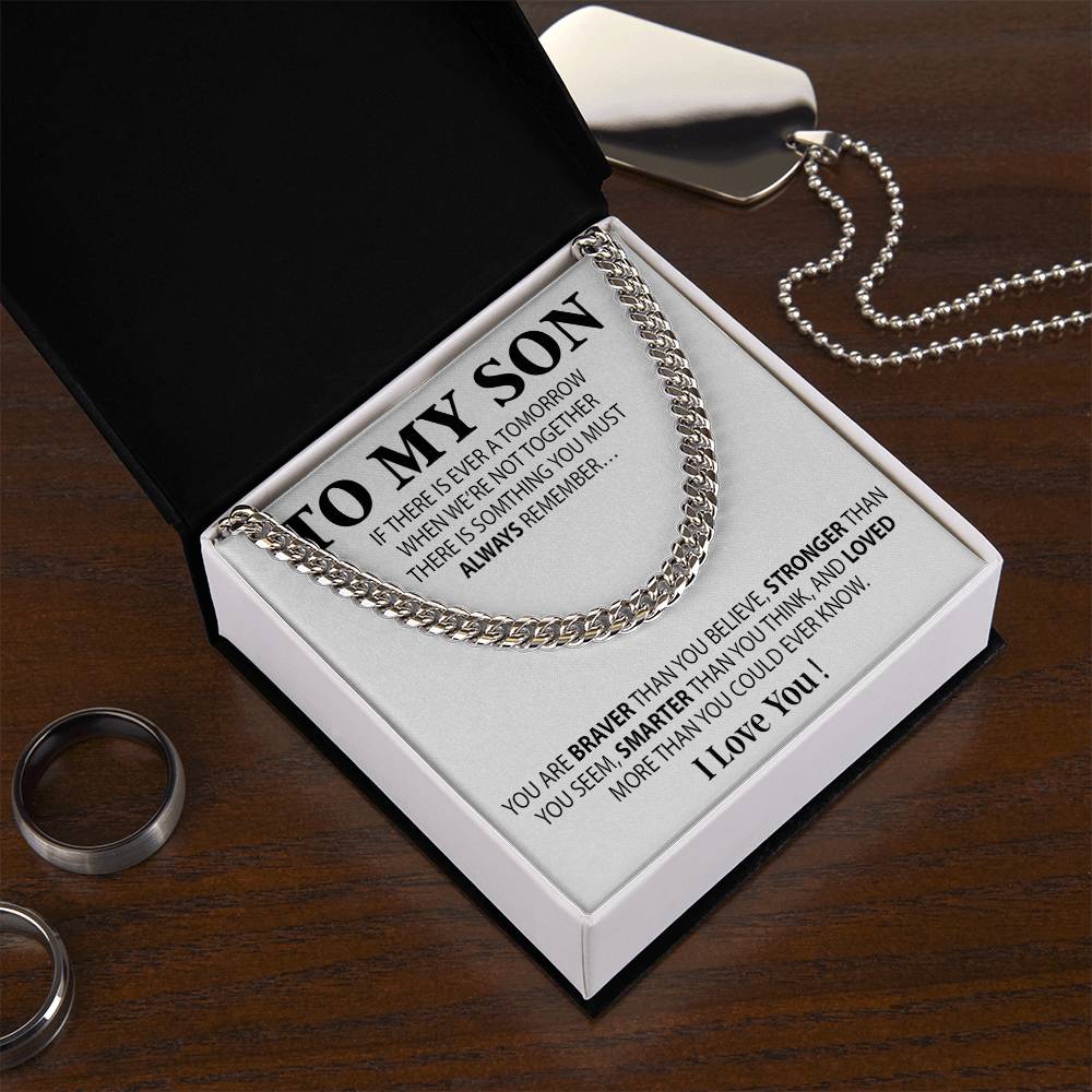To My Son Cuban Chain Necklace, Sentimental gift for Son from Mom, Son Birthday Gift, Christmas Gift for Son