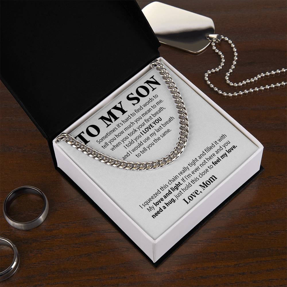 To My Son Cuban Chain Necklace, Sentimental gift for Son from Mom, Son Birthday Gift, Christmas Gift for Son