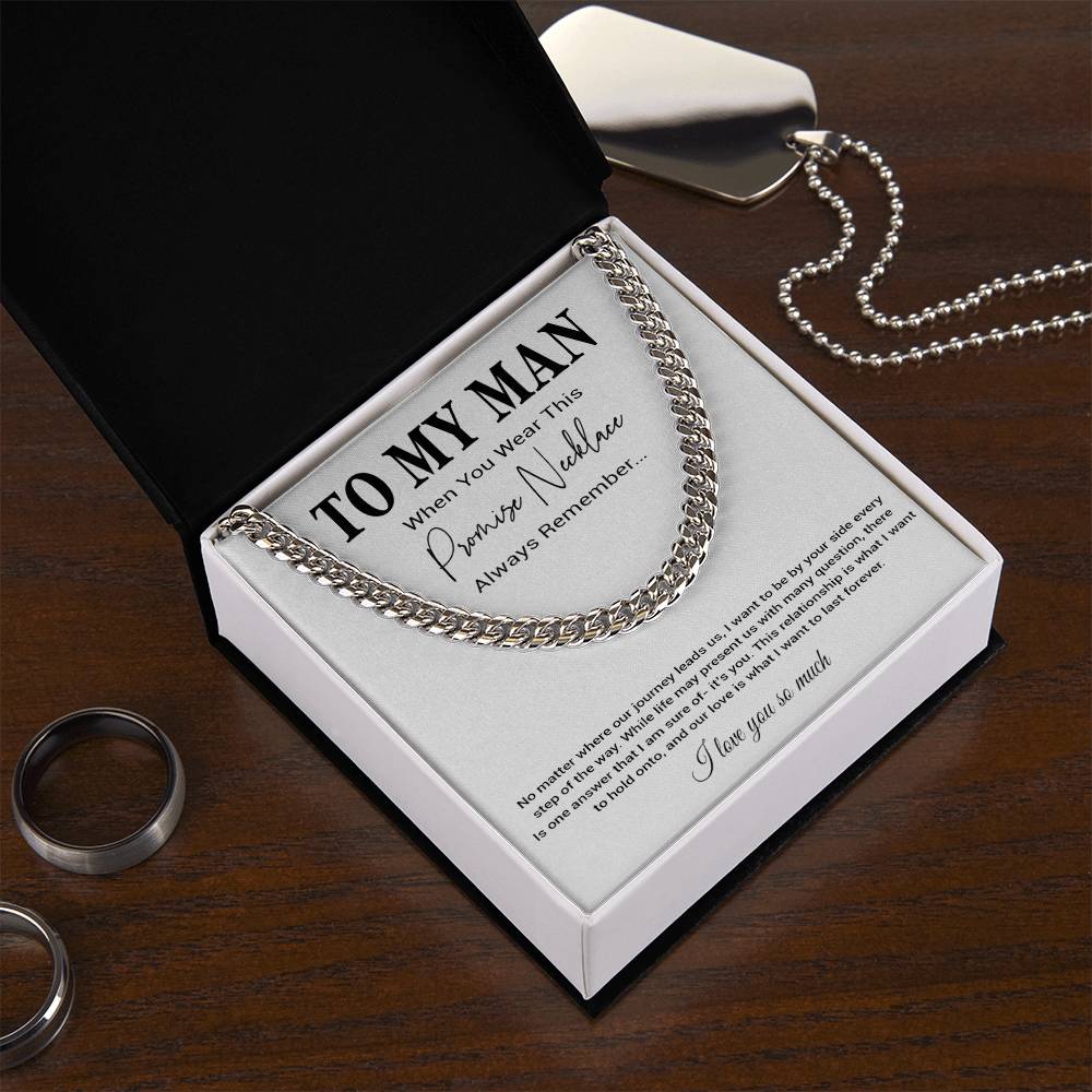 To My Man Cuban Chain Necklace, Romantic Gift for Him, Anniversary Birthday Christmas Gift