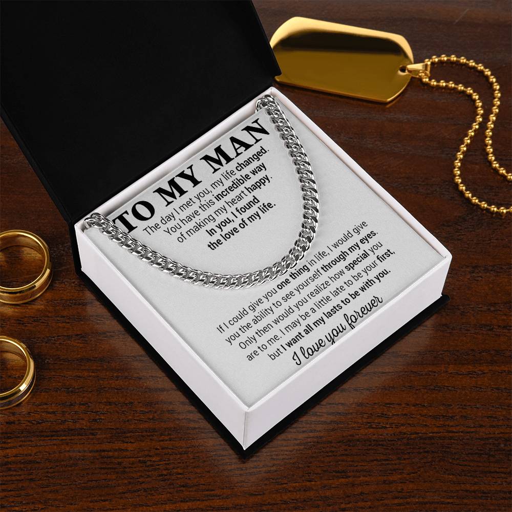 To My Man Cuban Chain Necklace, Gift for Him, Anniversary Birthday Christmas 25_5