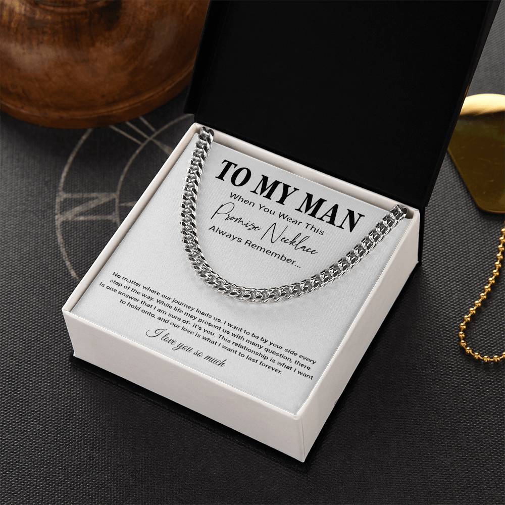 To My Man Cuban Chain Necklace, Romantic Gift for Him, Anniversary Birthday Christmas Gift