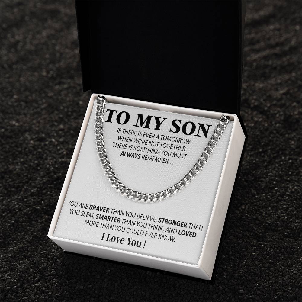 To My Son Cuban Chain Necklace, Sentimental gift for Son from Mom, Son Birthday Gift, Christmas Gift for Son