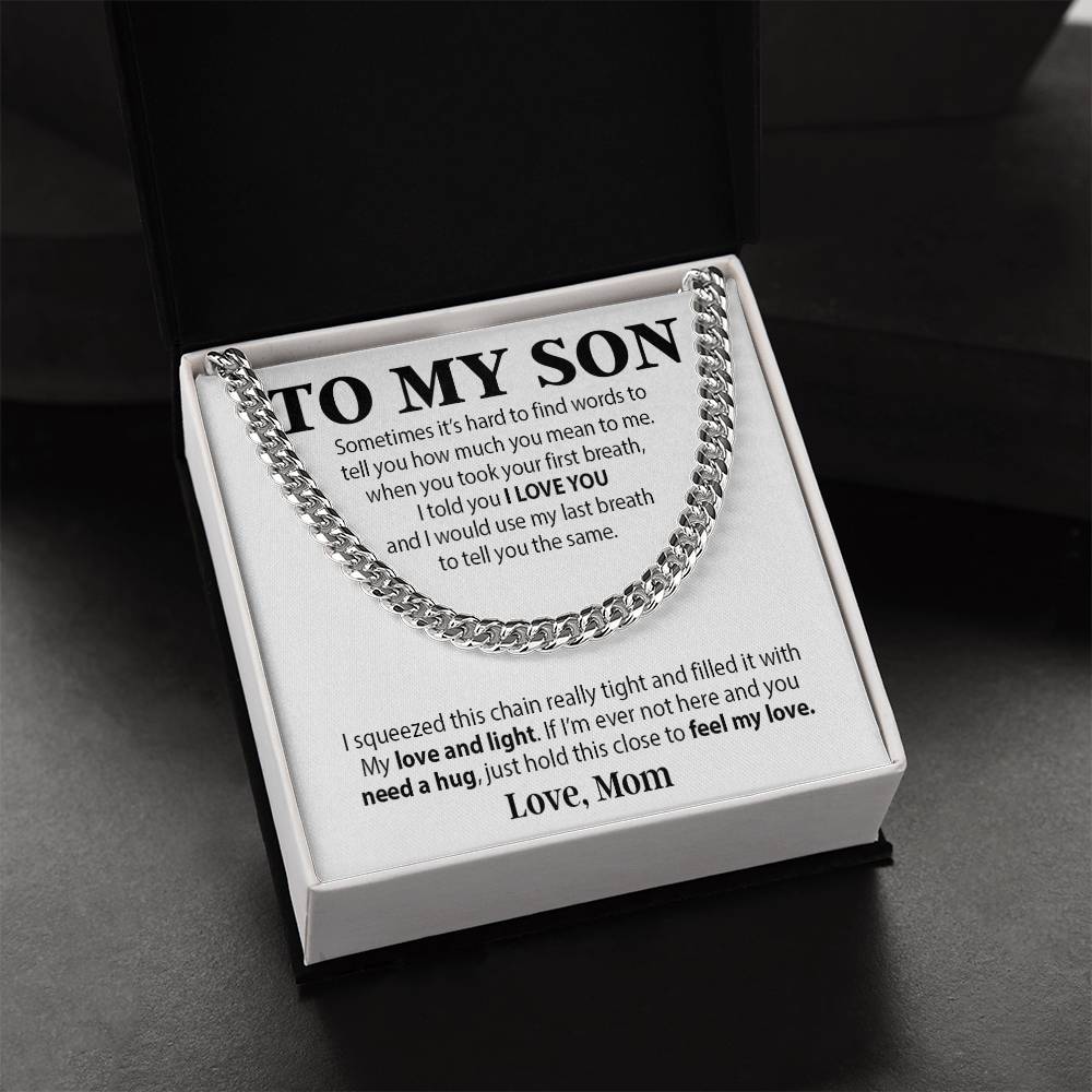 To My Son Cuban Chain Necklace, Sentimental gift for Son from Mom, Son Birthday Gift, Christmas Gift for Son