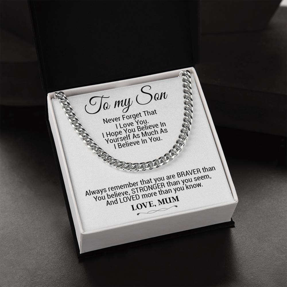 To My Son Cuban Chain Necklace, Gift For Son From Mother, Christmas Gifts