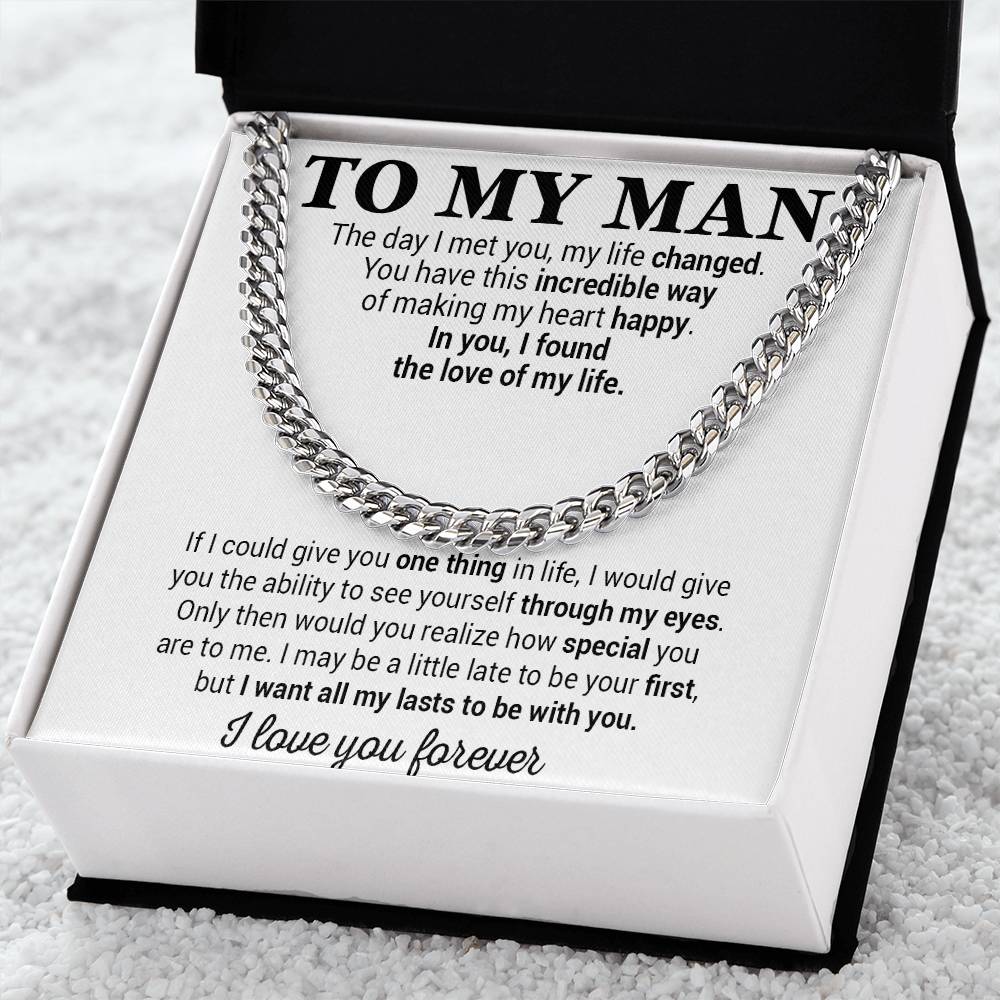 To My Man Cuban Chain Necklace, Gift for Him, Anniversary Birthday Christmas 25_5