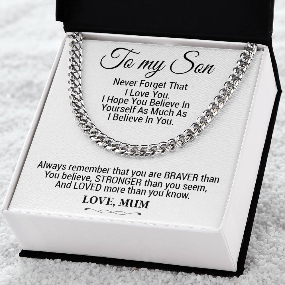 To My Son Cuban Chain Necklace, Gift For Son From Mother, Christmas Gifts
