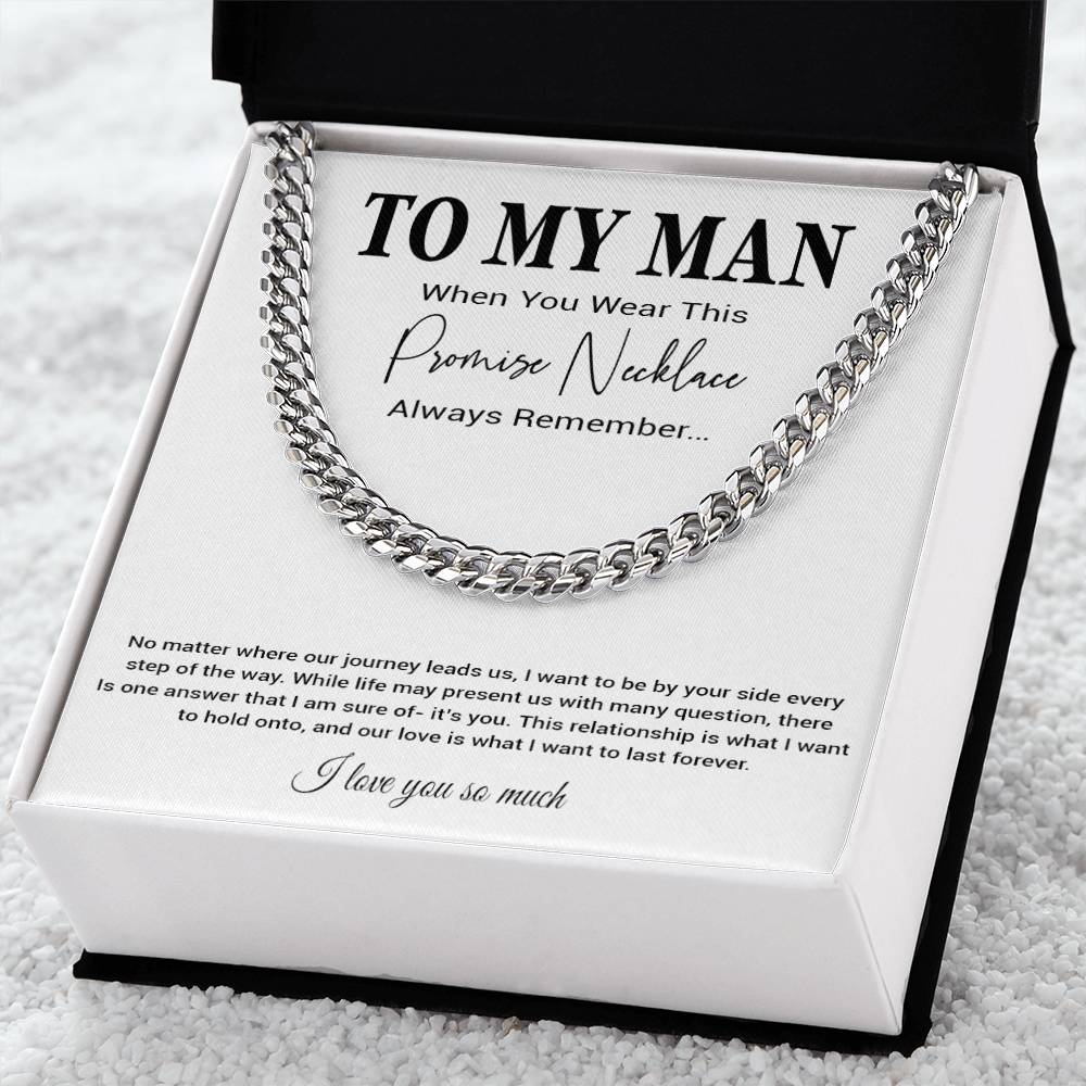 To My Man Cuban Chain Necklace, Romantic Gift for Him, Anniversary Birthday Christmas Gift