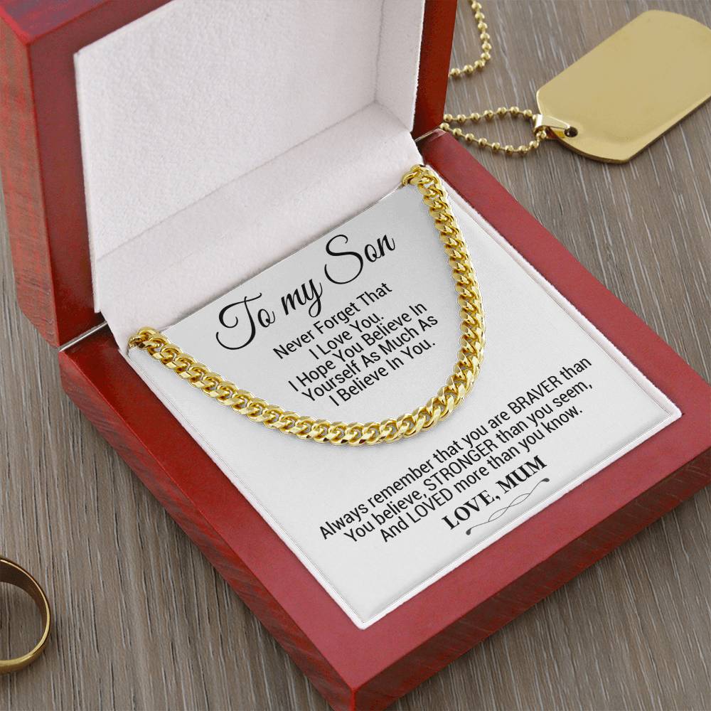 To My Son Cuban Chain Necklace, Gift For Son From Mother, Christmas Gifts