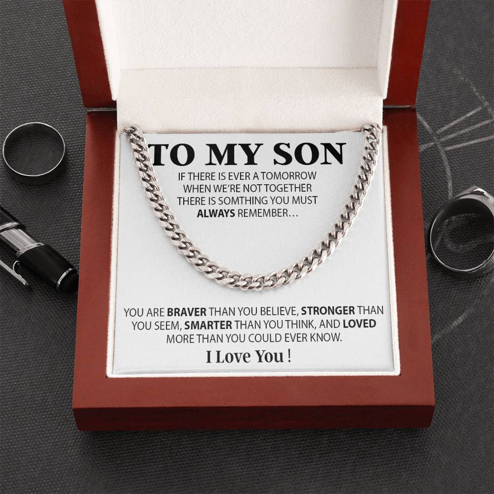 To My Son Cuban Chain Necklace, Sentimental gift for Son from Mom, Son Birthday Gift, Christmas Gift for Son