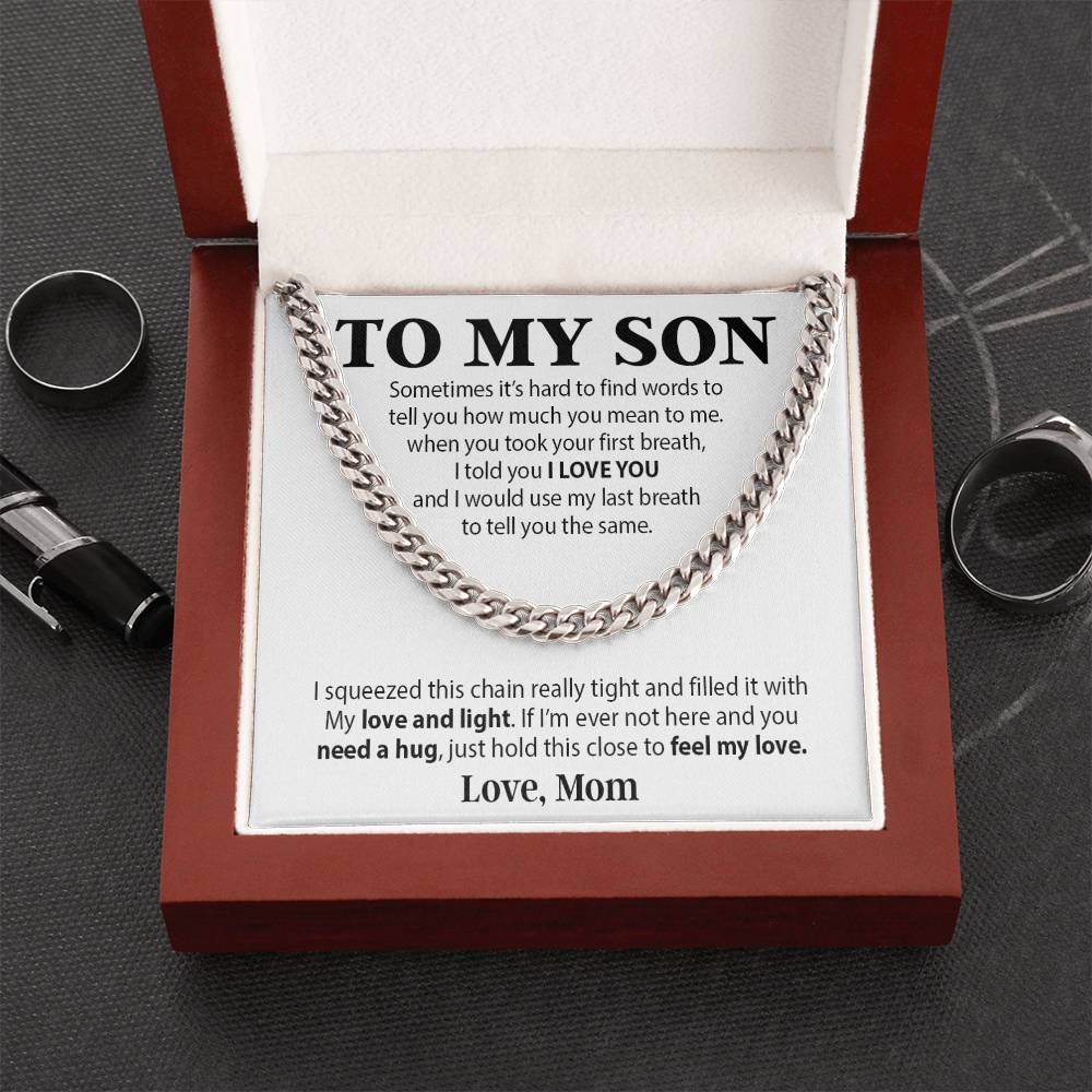 To My Son Cuban Chain Necklace, Sentimental gift for Son from Mom, Son Birthday Gift, Christmas Gift for Son