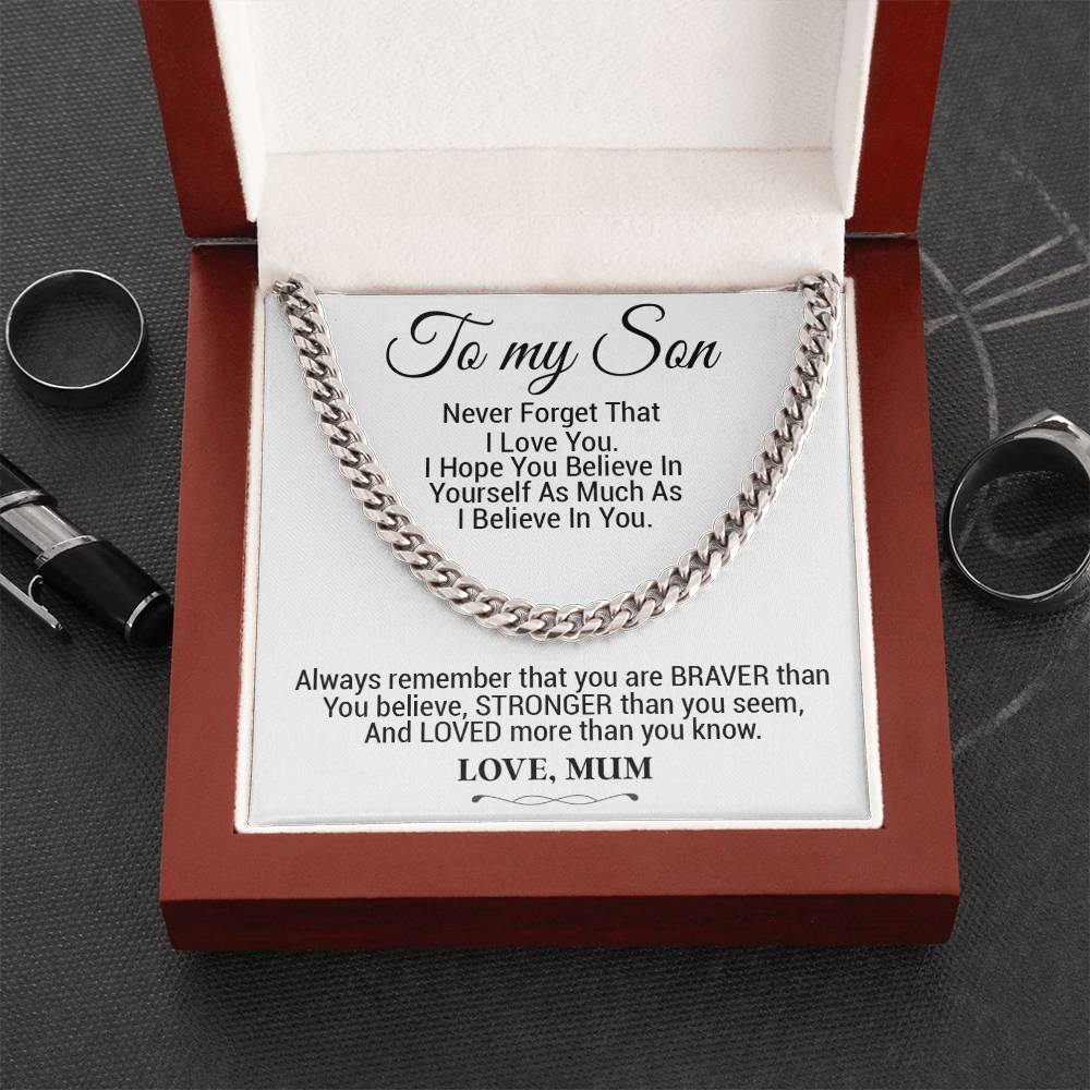 To My Son Cuban Chain Necklace, Gift For Son From Mother, Christmas Gifts