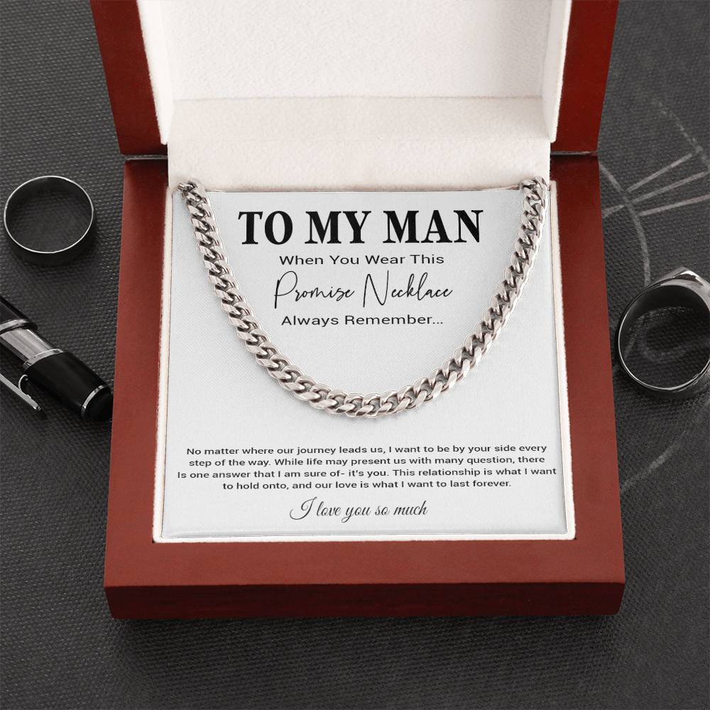 To My Man Cuban Chain Necklace, Romantic Gift for Him, Anniversary Birthday Christmas Gift