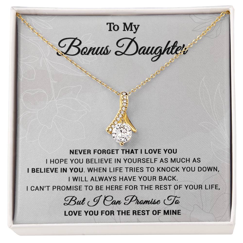 To My Bonus Daughter Necklace, Step Daughter Gift From Stepdad, Stepmom