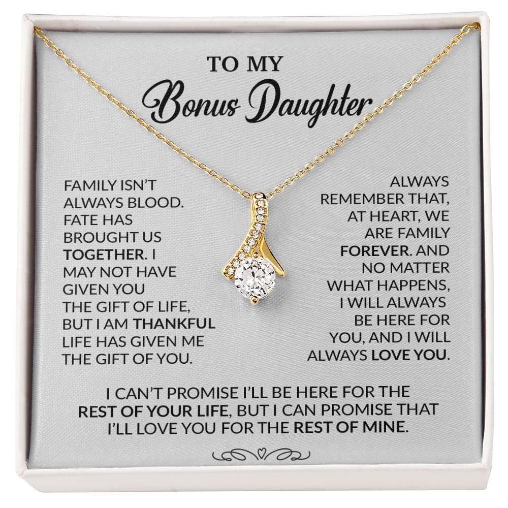 To My Bonus Daughter Necklace, Gift for Bonus Daughter, Step Daughter Birthday 30_9_White