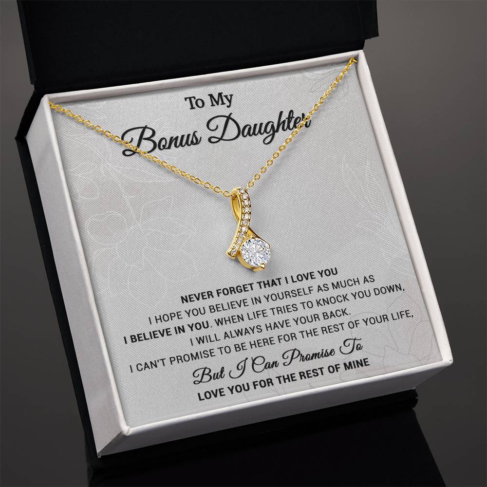To My Bonus Daughter Necklace, Step Daughter Gift From Stepdad, Stepmom