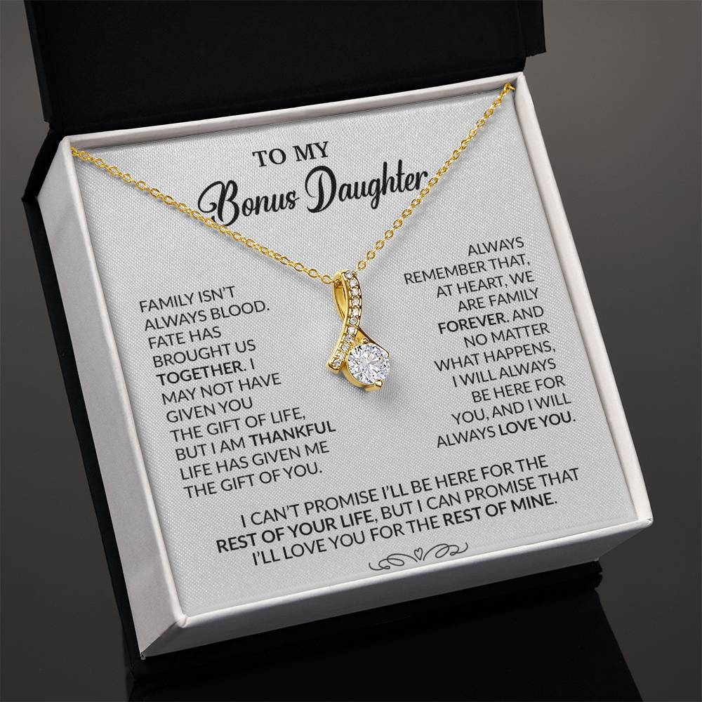To My Bonus Daughter Necklace, Gift for Bonus Daughter, Step Daughter Birthday 30_9_White