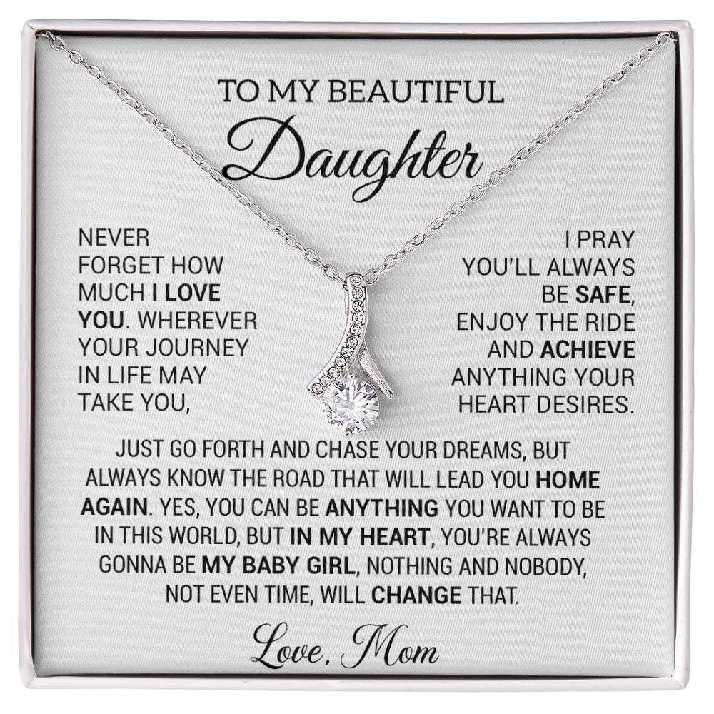 To My Beautiful Daughter Necklace, Daughter Gift from Mom, Birthday, Graduation
