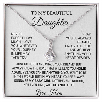To My Beautiful Daughter Necklace, Daughter Gift from Mom, Birthday, Graduation