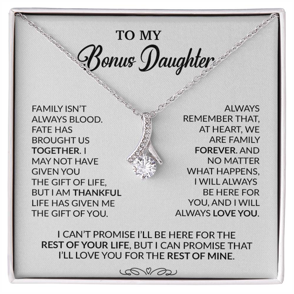 To My Bonus Daughter Necklace, Gift for Bonus Daughter, Step Daughter Birthday 30_9_White