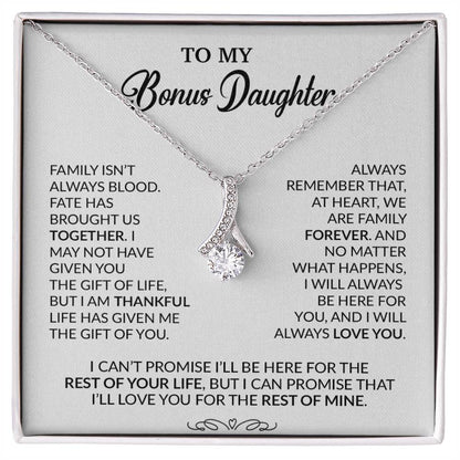 To My Bonus Daughter Necklace, Gift for Bonus Daughter, Step Daughter Birthday 30_9_White