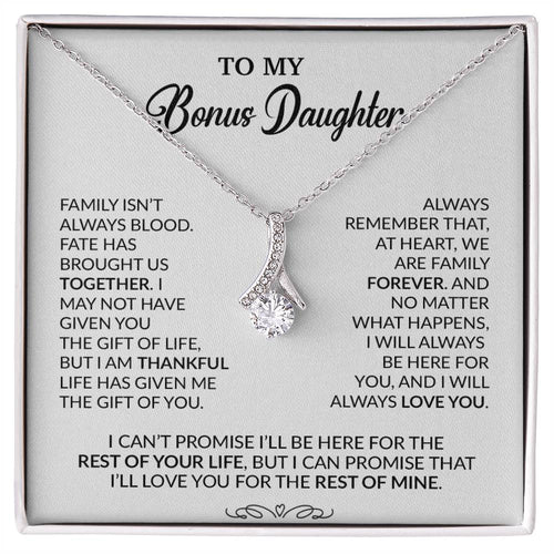 To My Bonus Daughter Necklace, Gift for Bonus Daughter, Step Daughter Birthday 30_9_White