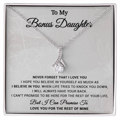 To My Bonus Daughter Necklace, Step Daughter Gift From Stepdad, Stepmom