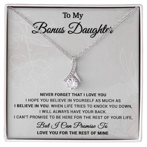To My Bonus Daughter Necklace, Step Daughter Gift From Stepdad, Stepmom