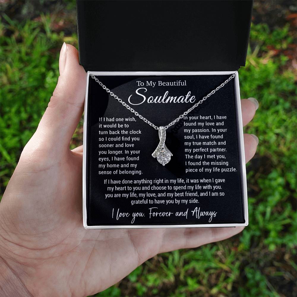 To My Soulmate Gift for Girlfriend, Fiance, Wife Necklace,Valentine Day Gift