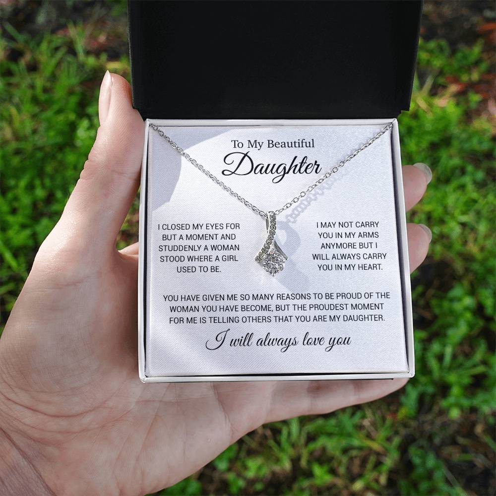 To My Daughter Necklace, Gift for Daughter from Dad, Daughter Father Necklace 24_11_White