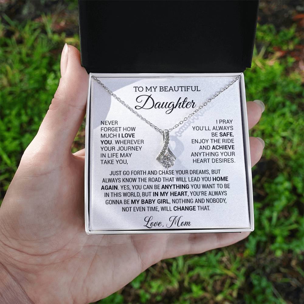 To My Beautiful Daughter Necklace, Daughter Gift from Mom, Birthday, Graduation
