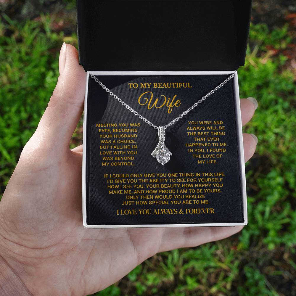 To My Beautiful Wife Necklace, Wife Gift from Husband, Wife Birthday Gift