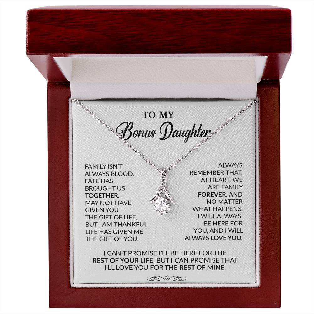 To My Bonus Daughter Necklace, Gift for Bonus Daughter, Step Daughter Birthday 30_9_White