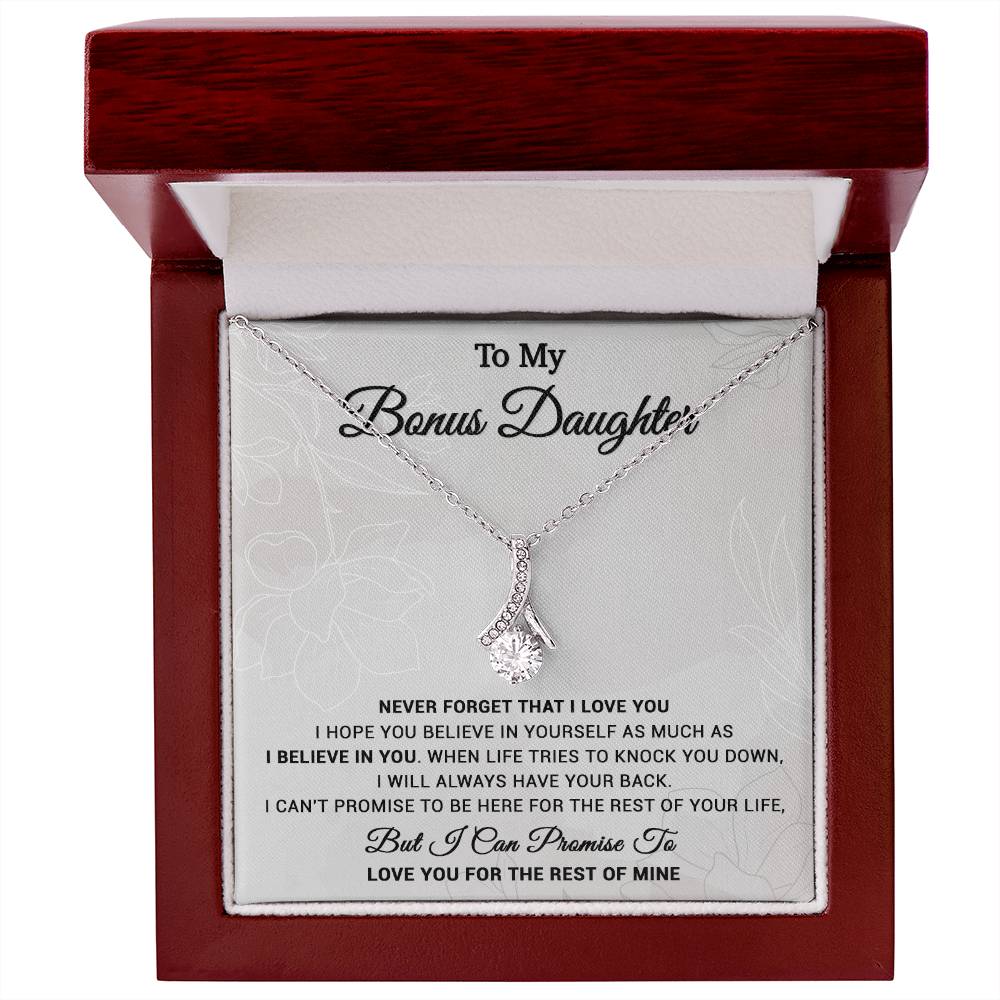 To My Bonus Daughter Necklace, Step Daughter Gift From Stepdad, Stepmom