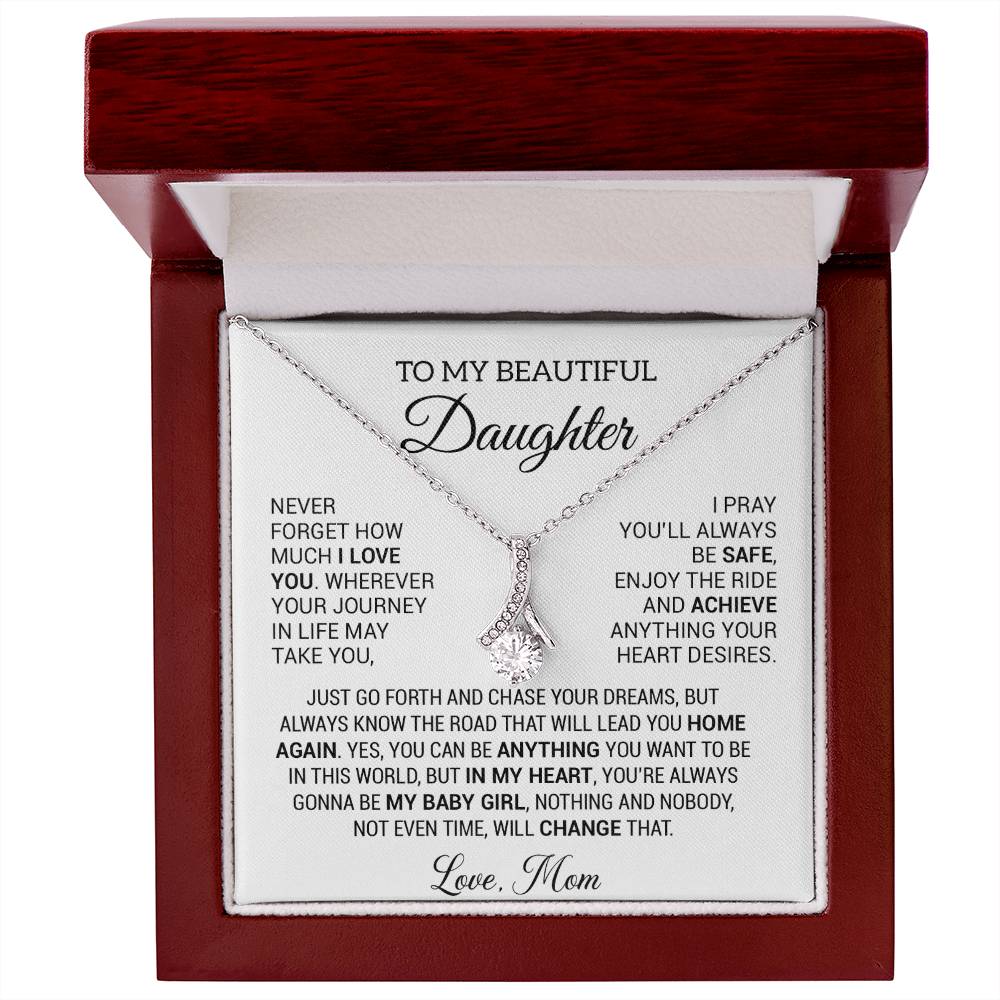 To My Beautiful Daughter Necklace, Daughter Gift from Mom, Birthday, Graduation