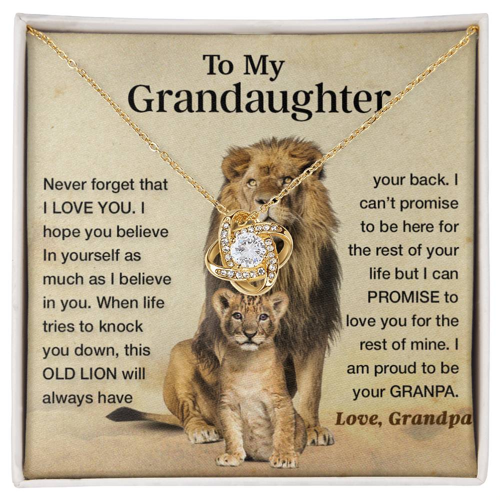To My Granddaughter Necklace , Gift From Grandpa Papa Lion Dad, Christmas Gift